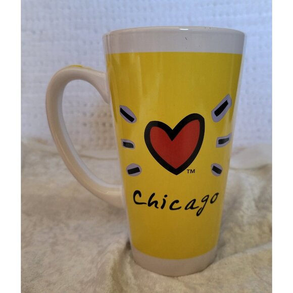 Chicago Luke-A-Tuke Coffee Tea Mug Hearts Skyline Tall 16 oz. Handled souvenir - Picture 2 of 5